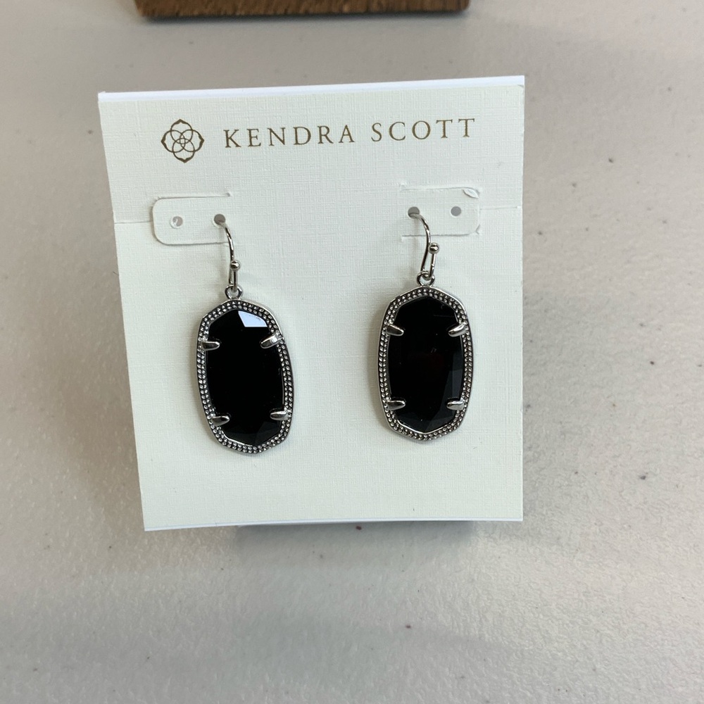 Kendra Scott Black Elle Drop Earrings with Silver Accents